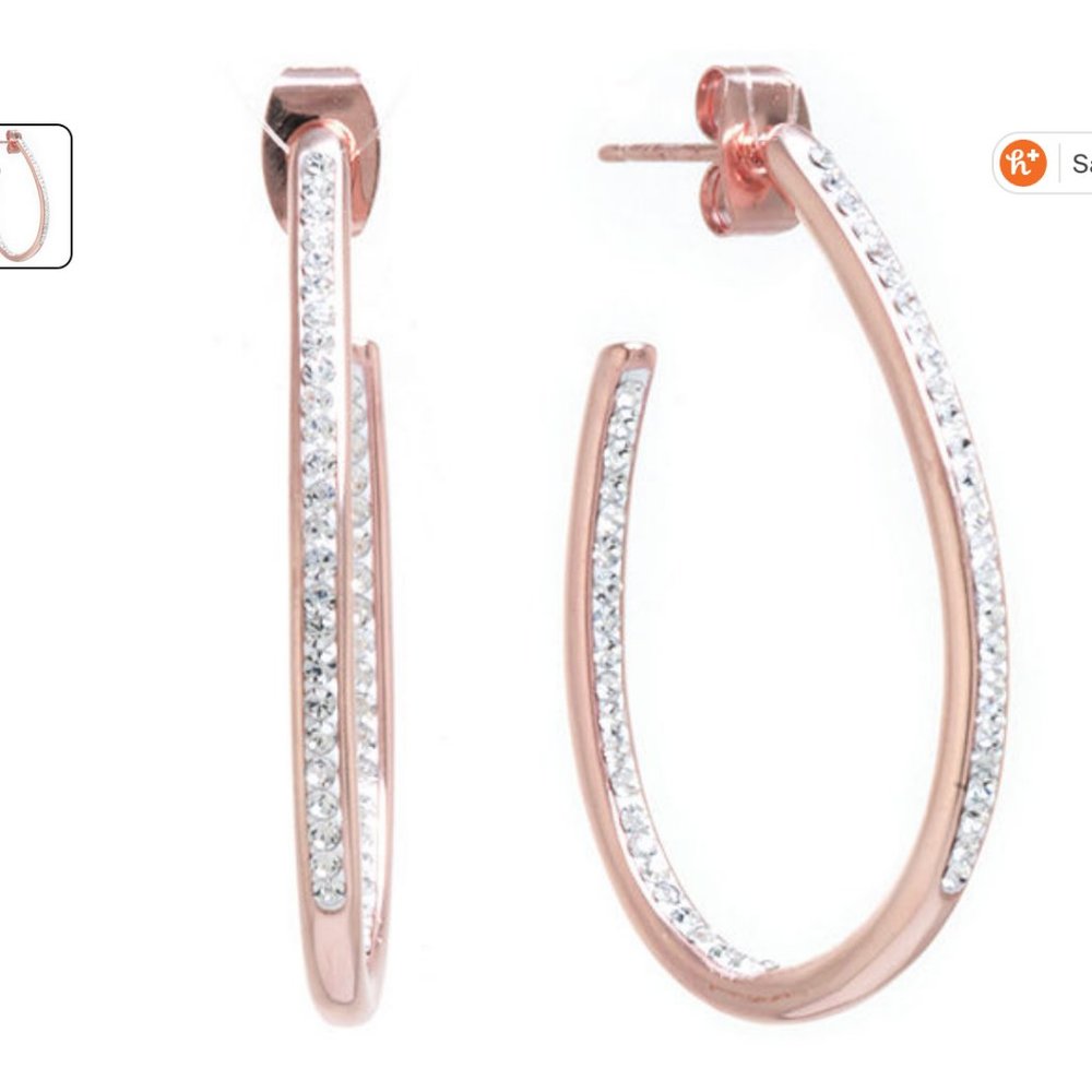 Sparkle Allure Crystal Silver plated Hoop Earrings